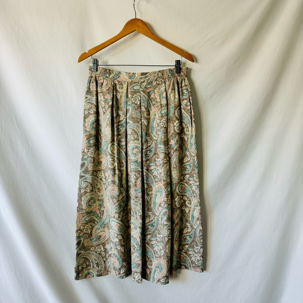 Vintage 80s Jantzen Paisley Neutral Cream Skirt - Picture 6 of 12